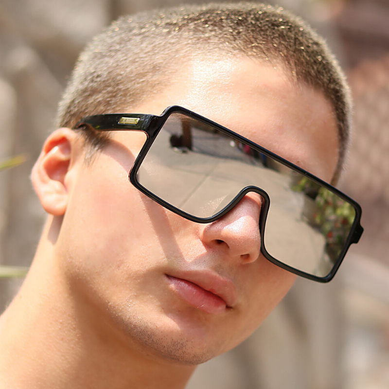 Lentes de sol rectangulares grandes unisex plateados reflectivos Silver Campers hombres - Blinders Online Store