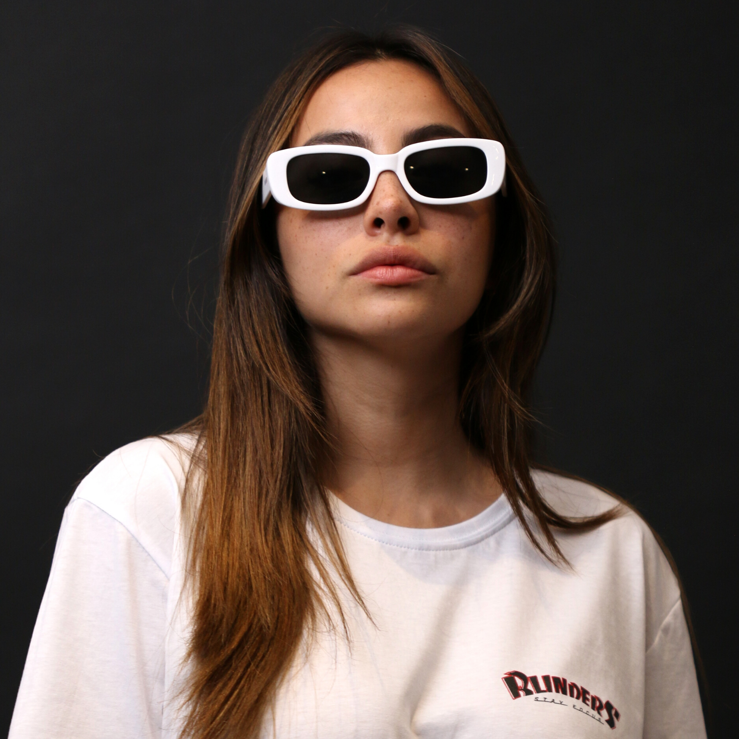 Lentes de sol rectangulares unisex blancos Snow Dope mujer - Blinders Online Store